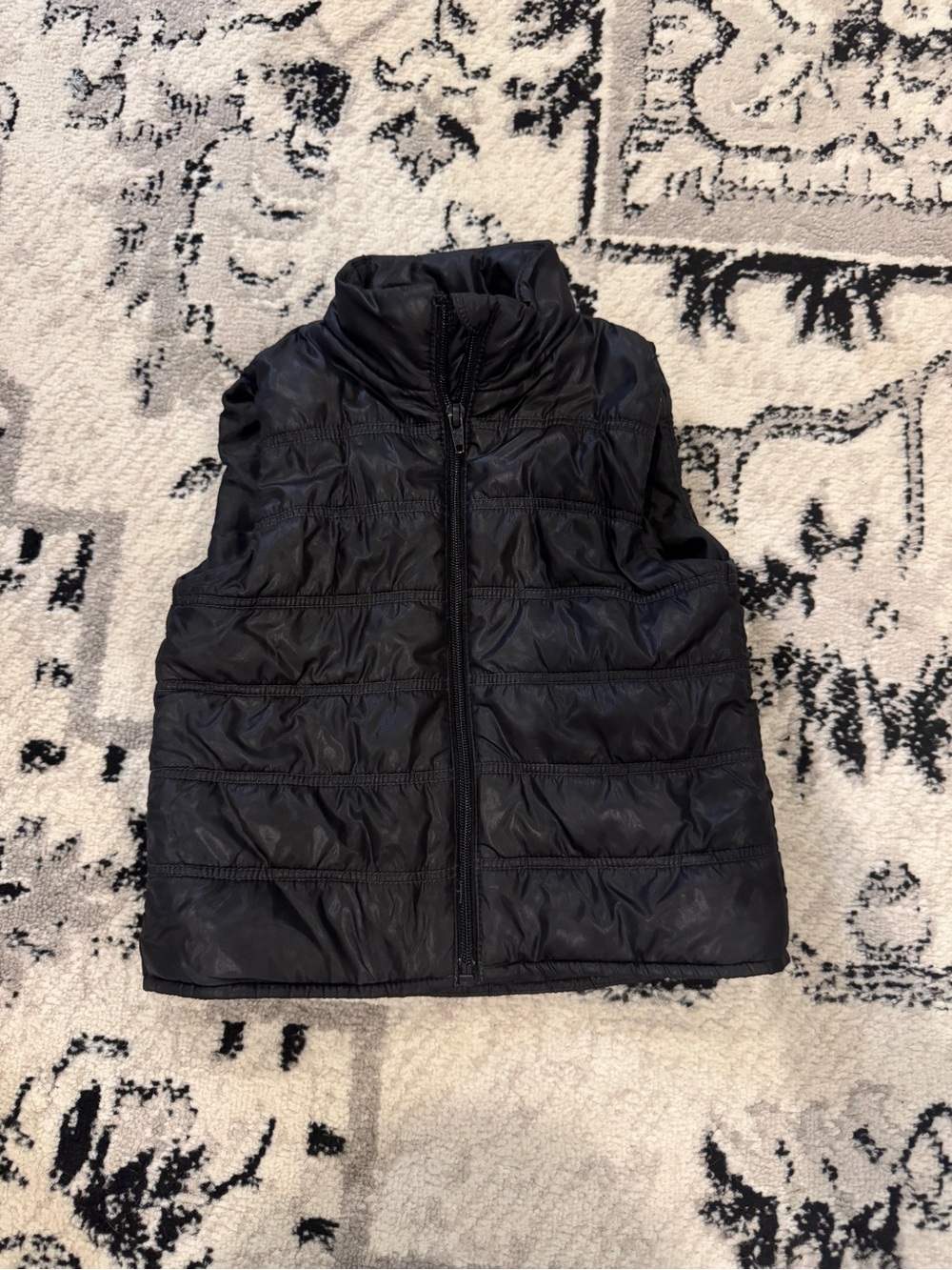 H&M Black Quilted Vest with Red Accent Ribbon